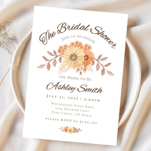 RUSTIC BRIDAL SHOWER invitation | boho bridal shower invitation, fall bridal shower invitation, floral bridal shower invitations