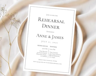Rehearsal Dinner Invitations, ELEGANT REHEARSAL DINNER invitation, rehearsal dinner invitation template, rehearsal dinner invitation printed
