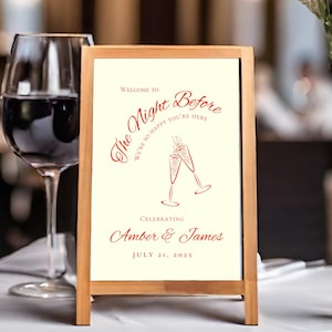 REHEARSAL DINNER SIGN | The Night Before Welcome Sign | Rehearsal Dinner Welcome Sign | the night before sign, welcome sign wedding template