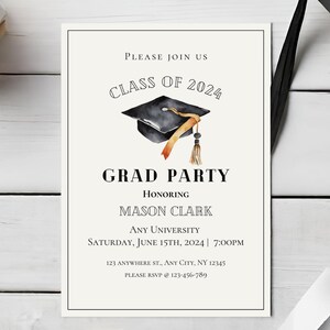 GRADUATION INVITATION TEMPLATE | congrats grad, graduation invites, graduation senior grad, graduation party invitation template, grad party