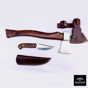 Rosewood Blade Survival Set || Handmade Axe And Skinner Knife || Camping Set Bushcraft Hatchet || Camping Gear || Best Camping Gifts For Men