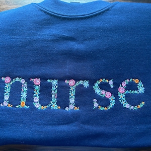 Floral Embroidered Nurse Sweatshirt