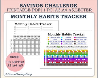 Monthly Habit Tracker Printable, Minimalist Daily Habit Tracker, Planner 2026 Bullet Journal Page, Goal Tracker PDF Planner, Fitness Tracker