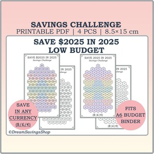 Save 2025 in 2025 Printable Savings Challenge, A6 Budget Binder, A6 Money Saving, 2025-dollars Saving, Low Income Saving, Yearly Tracker