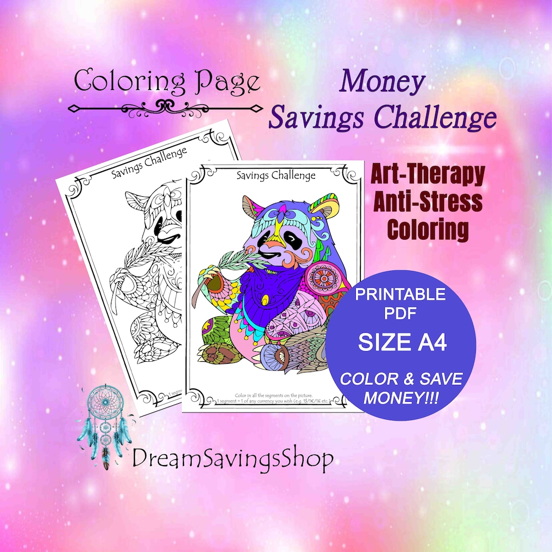 Money Saving Printable Coloring Pages, Money Savings Challenges, Savings Trackers, Money ...