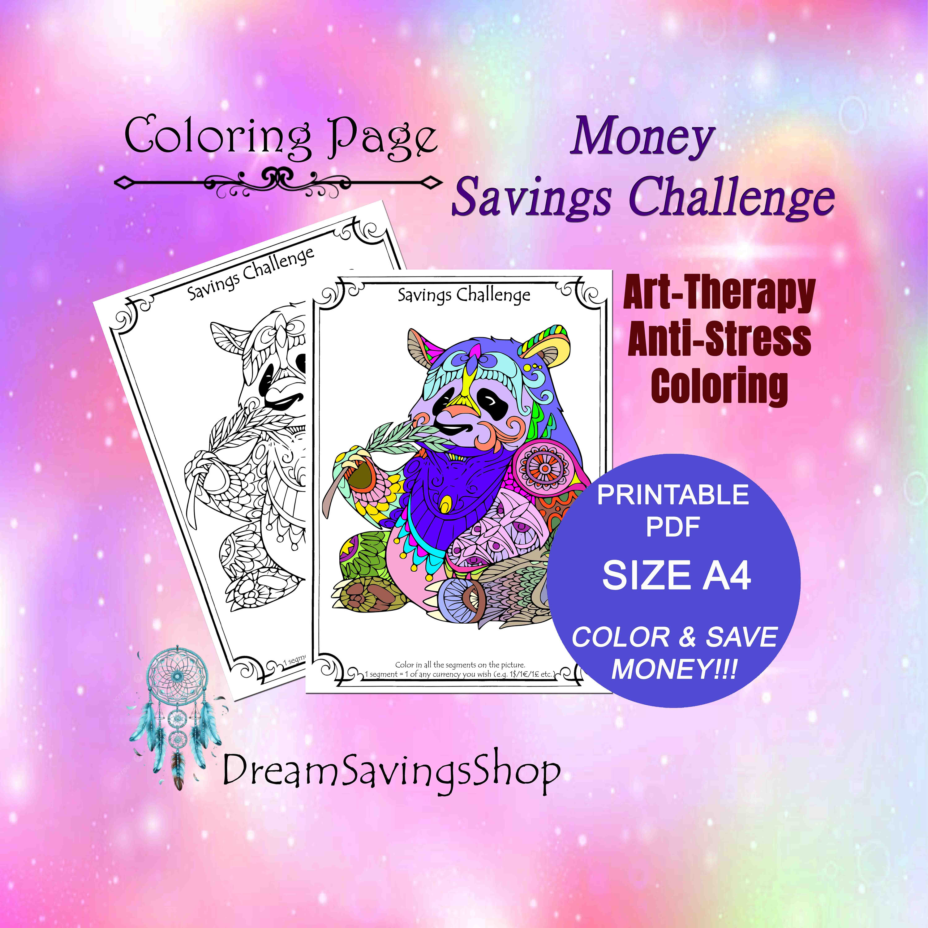 Money Saving Printable Coloring Pages, Money Savings Challenges, Savings Trackers, Money ...