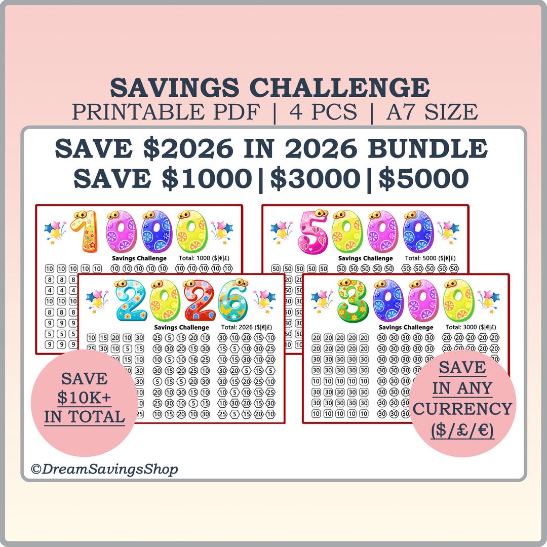 Save 2026 in 2026 Savings Challenge, Printable Money Savings Challenge ...