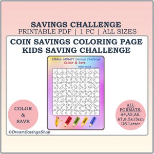 Savings Color In Coin Coloring Page Money Savings Challenge, Small Money Savings, Puzzle ...