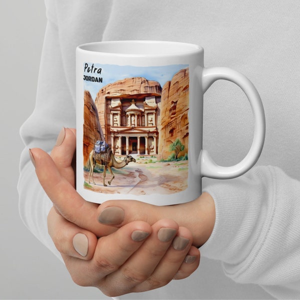 Jordan, Wonder of the world mug, Beautiful Petra, Travel mug, Adventure mug, Coffee mug Petra, 7 wonders mug, Wanderlust mug, Landmark mug