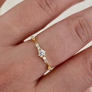 Engagement ring, gold ring 14 carat gold-plated 925 silver, solitaire ring, dainty ring, stacking ring, women's gold ring, anniversary ring, wedding image 3