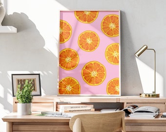 Citrus Orange Poster Wall Art Print | Bright Natural Decor | Watercolour Print | Room Decor | Digital Download