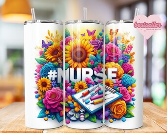Nurse Tumbler Wrap, 20oz Skinny Tumbler Sublimation Design, Nurse Sublimation Tumbler Png, Tumbler Digital Download For Nurses