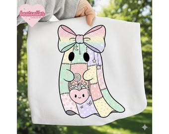 Fantasma coqueto preppy PNG, camiseta de Halloween PNG, Halloween femenino PNG, calabaza fantasma PNG, fantasma lindo PNG, diseño de Halloween Boo, fantasma pastel