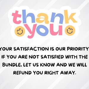 May include: A colourful thank you message with two smiley faces. The text reads "thank you" with the word "thank" in blue and the word "you" in pink. The text is on a white background with grey diagonal stripes.