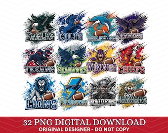 32 Football Mascot png Bundle, Football Team png, Mascot Png, Football PNG, Game Day Football Clipart, Football Animal, Football posters
