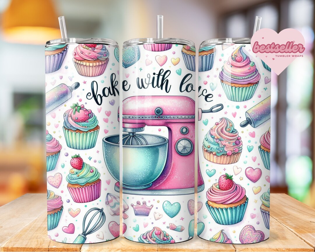 Baking Tumbler Wrap PNG, Sublimation Digital Download, 20 Oz Skinny