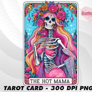Hot Mama Tarot Card, Funny Tarot Card PNG, Tarot cards funny PNG, tarot cards png, Skeleton Skull Sublimation Design, Tarot PNG Download