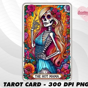 Hot Mama Tarot Card, Funny Tarot Card PNG, Tarot cards funny PNG, tarot cards png, Skeleton Skull Sublimation Design, Tarot PNG Download