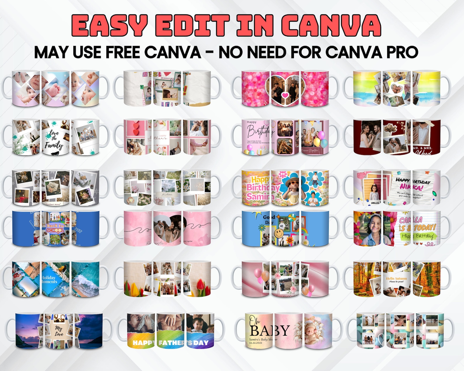 Subli Photo 150 Add Your Own Photo Mug Wrap Bundle, Own Photo Self Editable Mug ...