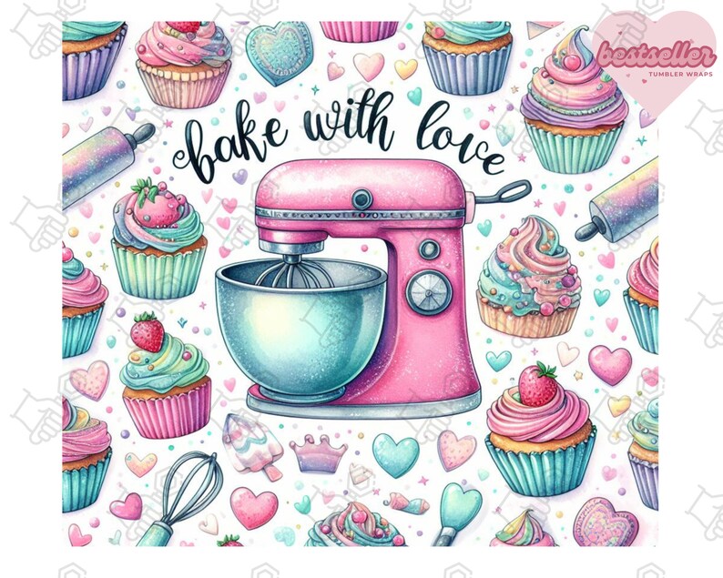 Baking Tumbler Wrap PNG, Sublimation Digital Download, 20 Oz Skinny