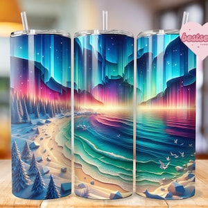 Tropical Beach Tumbler Wrap 20oz tumbler wrap Bundle Ocean tumbler wrap Sunset Sublimation Sea Design Seashell Digital Download