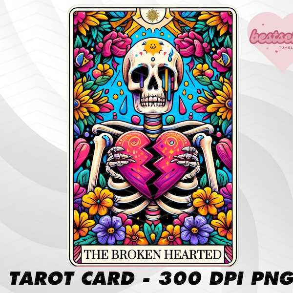 Broken Heart Tarot Card, Funny Tarot Card PNG, Tarot cards funny PNG, tarot cards png, Skeleton Skull Sublimation Design, Tarot PNG Download