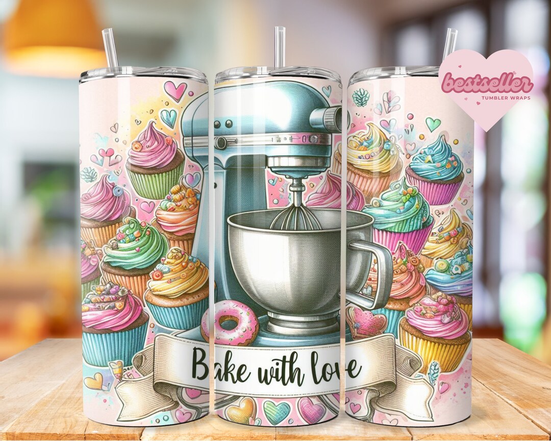 Baking Tumbler Wrap PNG, Sublimation Digital Download, 20 Oz Skinny