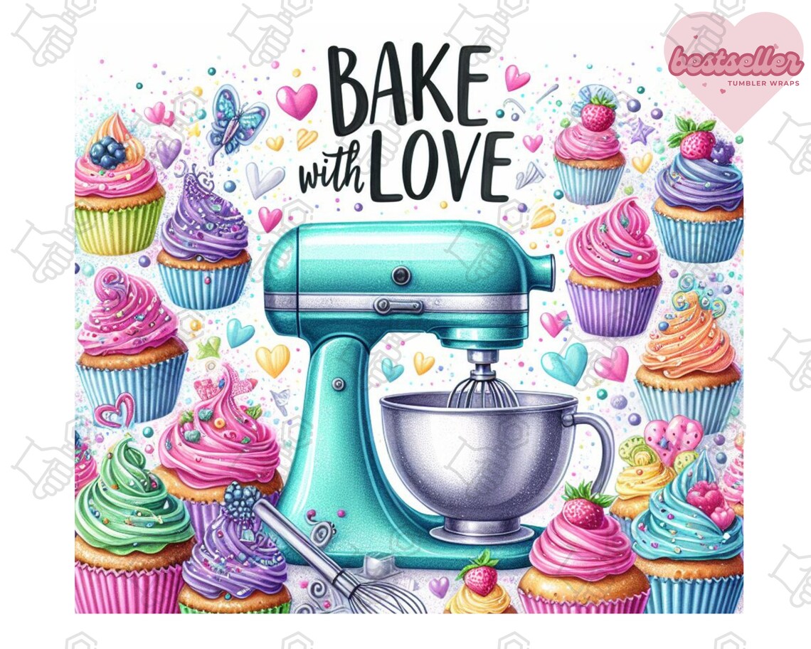 Baking Tumbler Wrap PNG, Sublimation Digital Download, 20 Oz Skinny