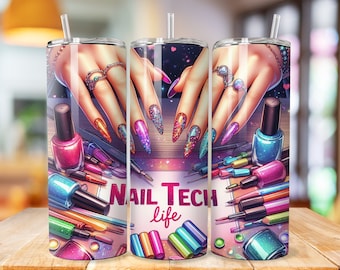 Nail Tech Tumbler Wrap, 20oz Skinny Sublimation Tumbler Design, Nail Tech Sublimation Design, Nail Artist Tumbler Png Download, Nail Tumbler