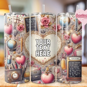 Teacher Tumbler 20oz Skinny Tumbler Design Sublimation, Custom Teacher Pencil Tumbler Template, Teacher Appreciation Tumbler - PNG Download