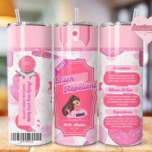 Bitch Spray, Spray repelente de perras, Bitch Be Gone 20oz Tumbler Wrap Archivo PNG para sublimación, Pink Bitch Spray, Tumbler PNG, Descargar PNG