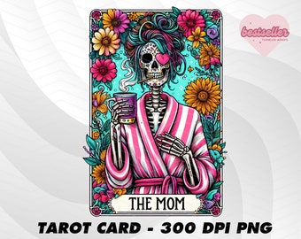 Die Mama Tarot Karte, lustige Tarot Karte PNG, Tarot Karten lustig PNG, Tarot Karten PNG, Skelett Schädel Sublimation Design, Tarot PNG Download