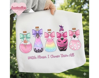 Witch Potion Png, Witch Shirt Png, Pink Girly Halloween Png, Cute Preppy Witch Sublimation, Sparkle Retro Witchy Design