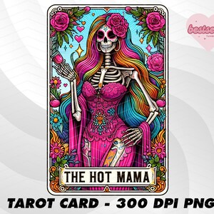 Hot Mama Tarot Card, Funny Tarot Card PNG, Tarot cards funny PNG, tarot cards png, Skeleton Skull Sublimation Design, Tarot PNG Download