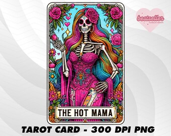Hot Mama Tarot Karte, Lustige Tarot Karte PNG, Tarot Karten lustig PNG, Tarot Karten PNG, Skelett Schädel Sublimation Design, Tarot PNG Download