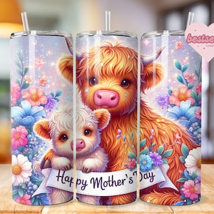Mama Cow Tumbler Wrap, Mothers day Tumbler Design, Highland Cow tumbler Png, Mother Cow tumbler Download, Cow tumbler wrap, bestseller