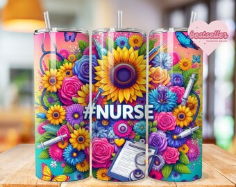 Nurse Tumbler Wrap, 20oz Skinny Tumbler Sublimation Design, Nurse Sublimation Tumbler Png, Tumbler Digital Download For Nurses