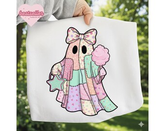 Fantasma coqueto preppy PNG, camiseta de Halloween PNG, Halloween femenino PNG, calabaza fantasma PNG, fantasma lindo PNG, diseño de Halloween Boo, fantasma pastel