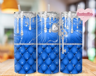 Blue Luxury tumbler wrap, Glam Bling Tumbler Wrap, Diamond Tumbler wrap design, Fashion tumbler wrap, classy tumbler,designer luxury tumbler