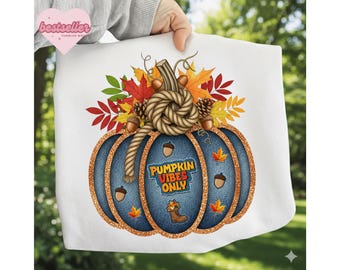 Denim Pumpkin PNG Stitched Fall Pumpkin Sublimation Quilted Pumpkin Sublimation Design T-Shirts Harvest Shirt PNG Fall Png