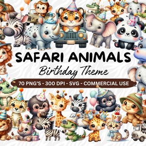 Safari Animals Clipart Watercolor, jungle safari png, baby safari animals PNG, safari clipart elephant zebra giraffe tiger lion, baby shower