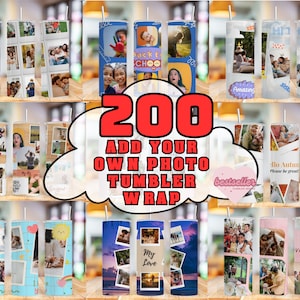 200 fügen Sie Ihr eigenes Foto Tumbler Wrap Bundle hinzu, eigenes Foto selbst bearbeitbarer Becher, Canva bearbeitbarer Becher, Familienbildbecher, 20 Unze bearbeitbar