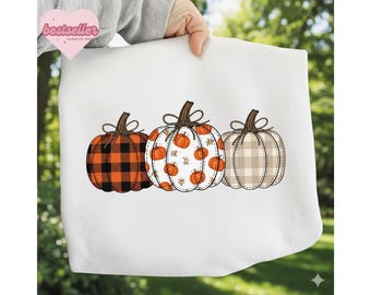 Preppy Floral Pumpkin PNG Stitched Fall Pumpkin Sublimation Quilted Pumpkin Sublimation Design T-Shirts Harvest Shirt PNG Fall Png