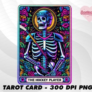 Hockey Tarot Card, Funny Tarot Card PNG, Tarot cards funny PNG, tarot cards png, Skeleton Skull Sublimation Design, Tarot PNG Download