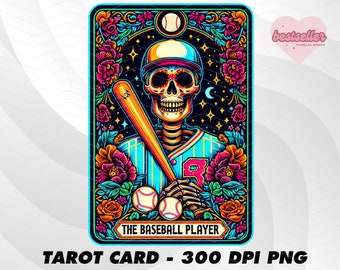 Baseball Tarot Card, Funny Tarot Card PNG, Tarot cards funny PNG, tarot cards png, Skeleton Skull Sublimation Design, Tarot PNG Download