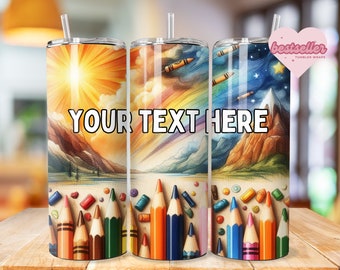 Teacher Tumbler 20oz Skinny Tumbler Design Sublimation, Custom Teacher Pencil Tumbler Template, Teacher Appreciation Tumbler - PNG Download