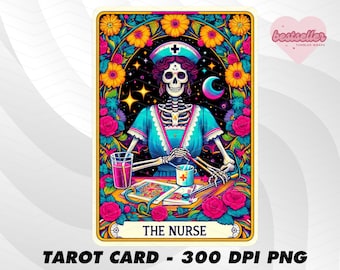 Nurse Tarot Card, Funny Tarot Card PNG, Tarot cards funny PNG, tarot cards png, Skeleton Skull Sublimation Design, Tarot PNG Download