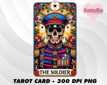 The Soldier Tarot Card, Funny Tarot Card PNG, Tarot cards funny PNG, tarot cards png, Skeleton Skull Sublimation Design, Tarot PNG Download