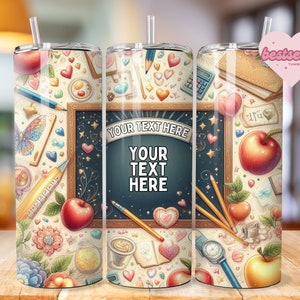 Teacher Tumbler 20oz Skinny Tumbler Design Sublimation, Custom Teacher Pencil Tumbler Template, Teacher Appreciation Tumbler - PNG Download