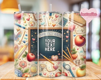 Teacher Tumbler 20oz Skinny Tumbler Design Sublimation, Custom Teacher Pencil Tumbler Template, Teacher Appreciation Tumbler - PNG Download